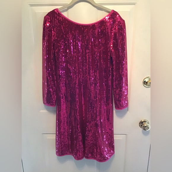 NWT tadashi Shoji pink sequin dress with low back XL - Picture 1 of 7